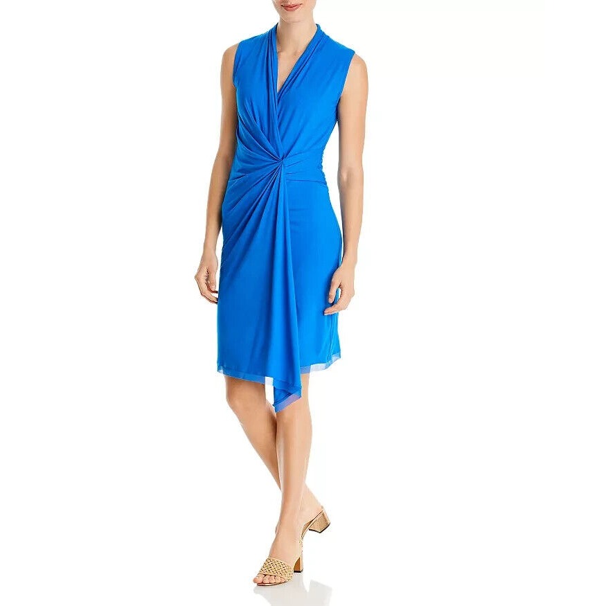 Kobi Halperin Maureen Twist Front Blue Sleeveless Dress Size Medium $258 New